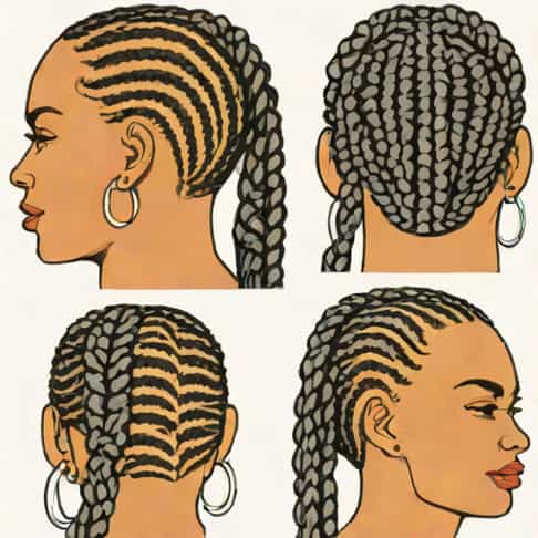 All Back Cornrow For Round Face